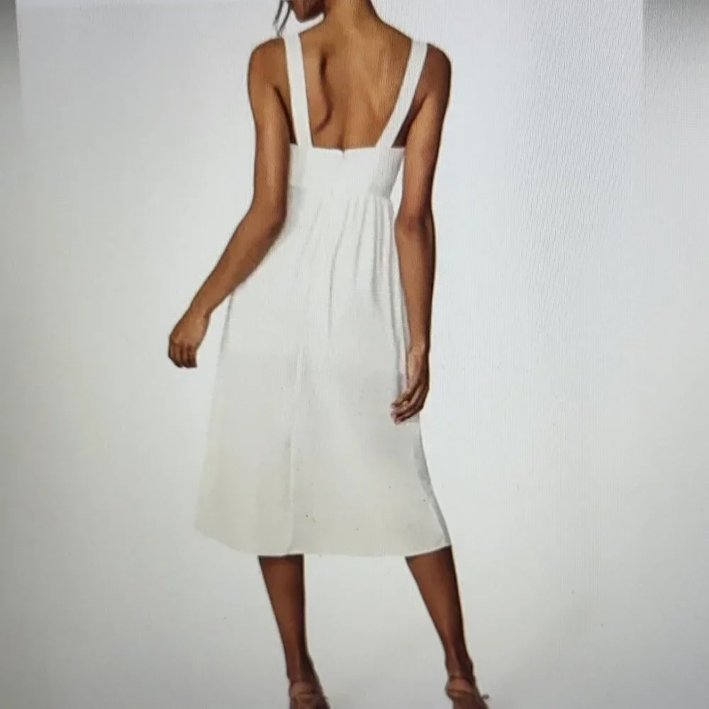 WeWoreWhat Corset Satin Charmeuse Midi Dress in Whisper White NWT Size Medium - Picture 2 of 11